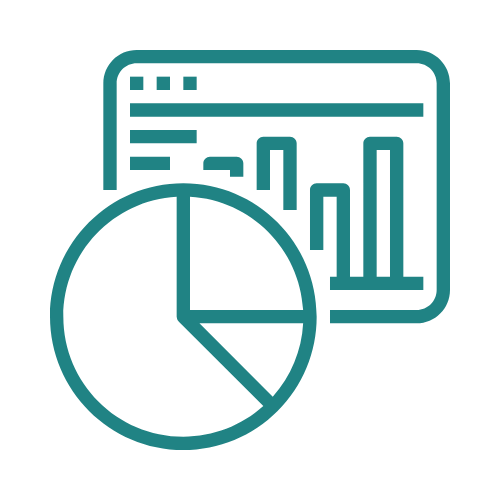 Stats icon teal, transparent background